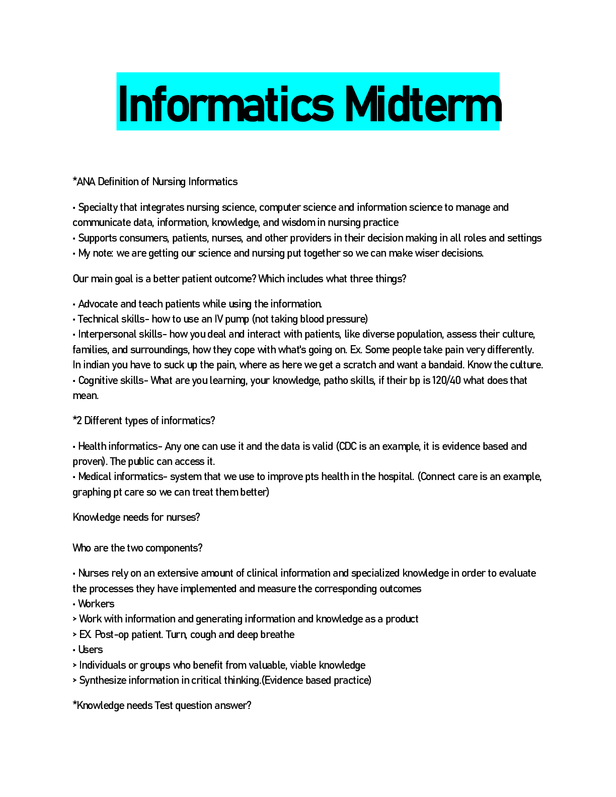 Preview image for Informatics Midterm